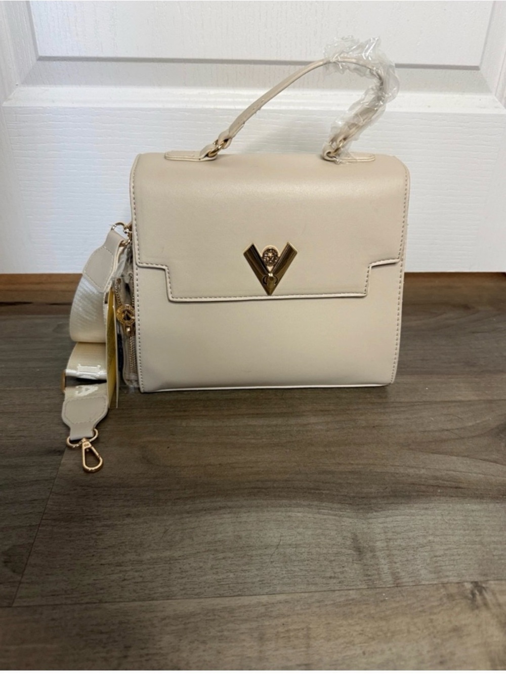Valentino Orlandi Cream Top-Handle Satchel with Strap and Coin Pouch - Picture 2 of 7